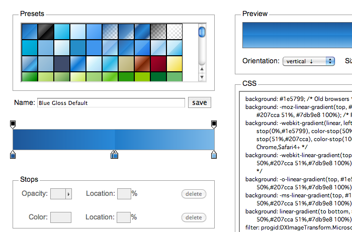 [CSS]CSS3 のグラデーション用ジェネレータ「Ultimate CSS Gradient Generator」が超便利