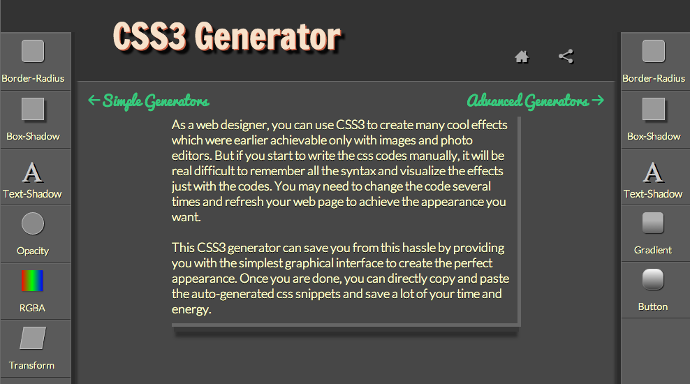 border-radius などのコードをWEB上で簡単に生成できる「CSS3 Generator」