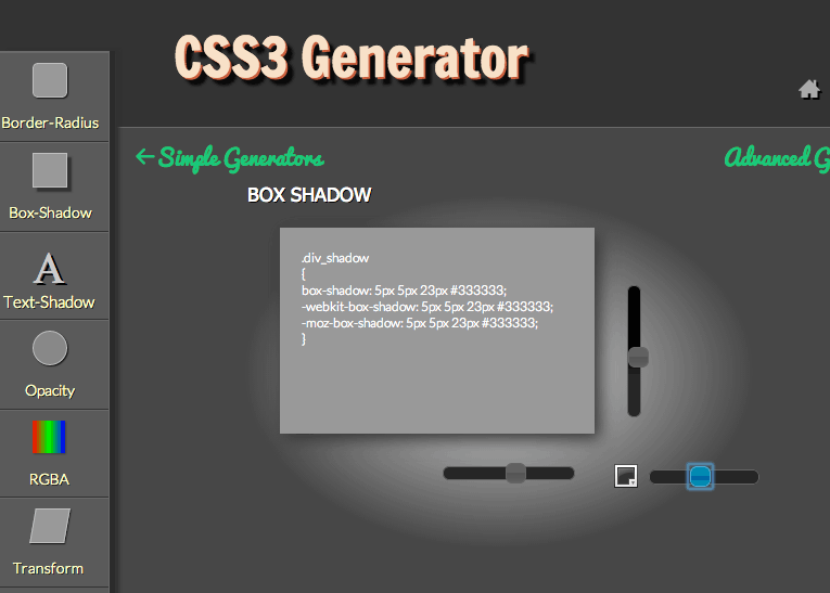 border-radius などのコードをWEB上で簡単に生成できる「CSS3 Generator」