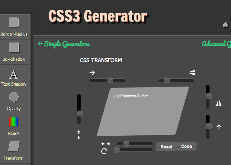 border-radius などのコードをWEB上で簡単に生成できる「CSS3 Generator」