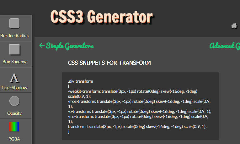 border-radius などのコードをWEB上で簡単に生成できる「CSS3 Generator」