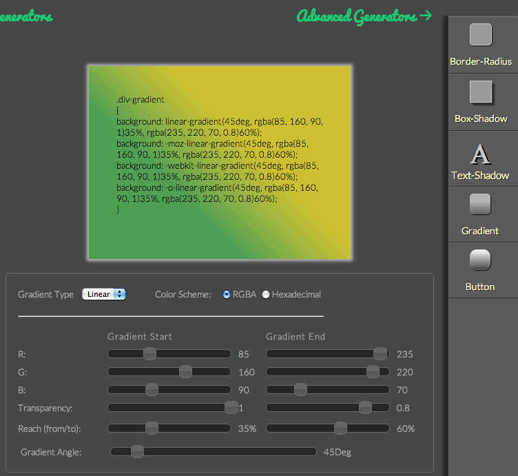 border-radius などのコードをWEB上で簡単に生成できる「CSS3 Generator」