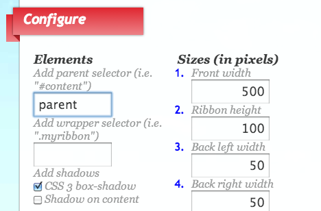 リボン風帯のHTML と CSS をWEB上で生成できる「3D Ribbon Generator」