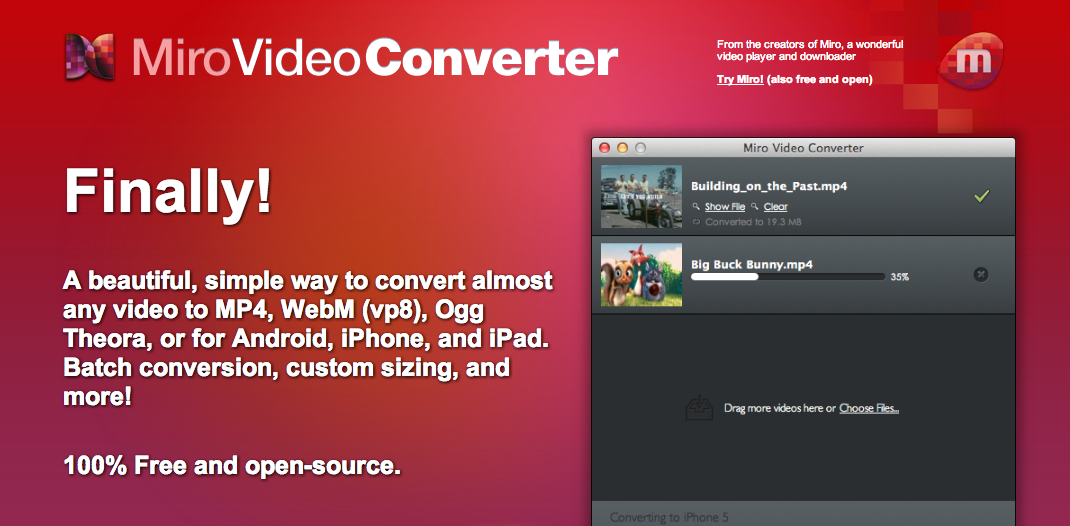 mp4 動画をogg 形式に変換できる「Miro Video Converter」の使い方