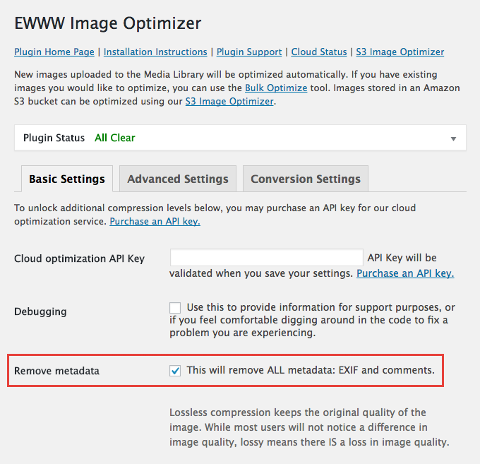 EXIF情報を自動で削除するWordPressプラグイン「EWWW Image Optimizer」